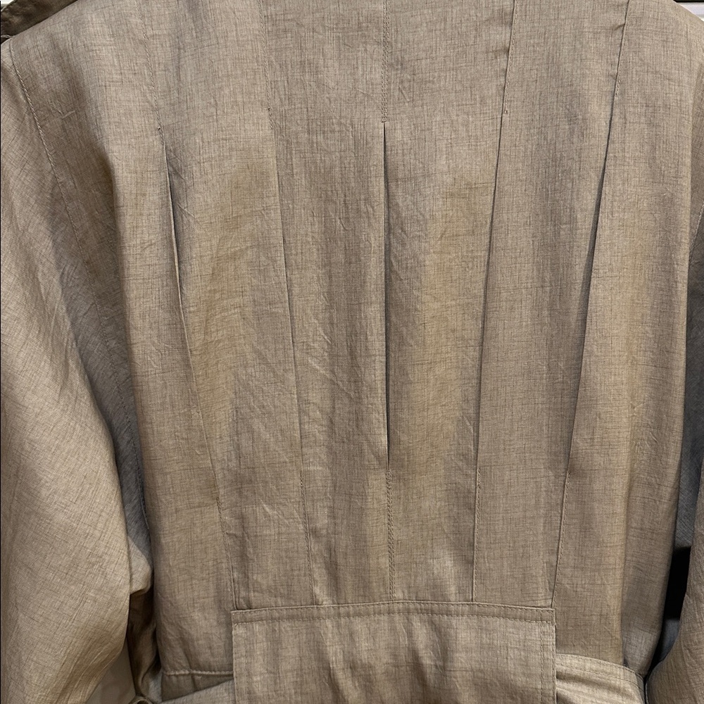 VINTAGE☔️J. GALLERY WOMENS SIZE 14 DARK TAN DOUBLE BREASTED LONG TRENCH COAT - Picture 7 of 11